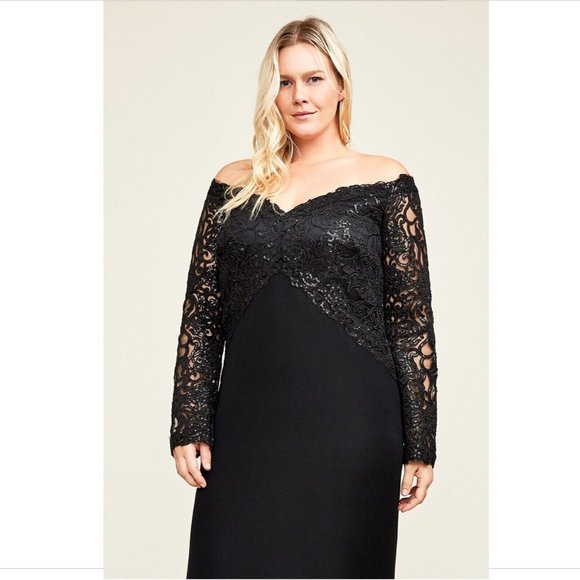 NEW $508 Tadashi Shoji Allyson Off Shoulder‎ Evening Gown [ PLUS Size 24Q 24W ] - Picture 2 of 11